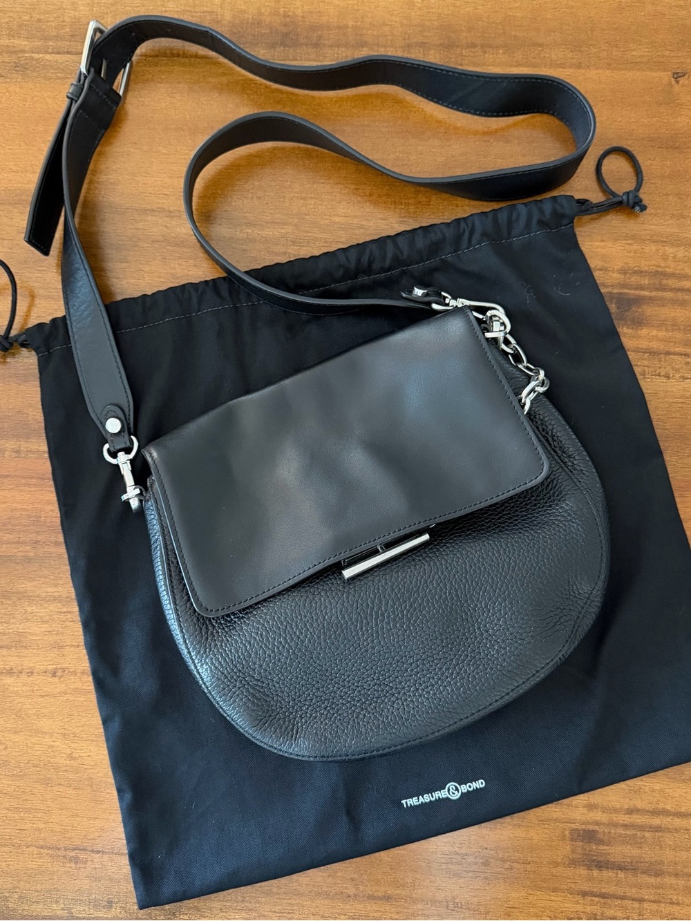 NWT Treasure & Bond | Black Leather Saddle Crossbody Handbag